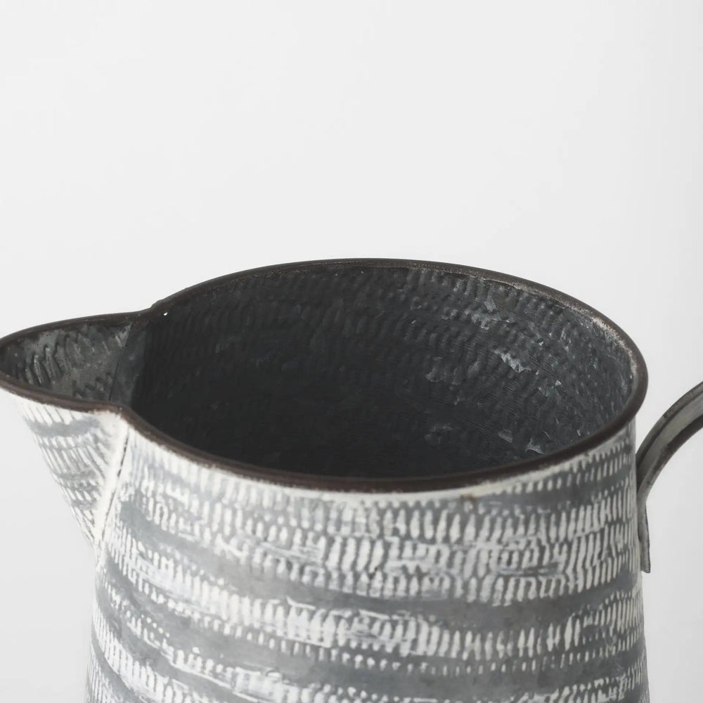 11" Gray and White Abstract Metal Jug Vase - Homeroots - Flyclothing LLC