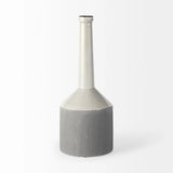 16" Gray and Off White Ceramic Tall Jug Vase - Homeroots