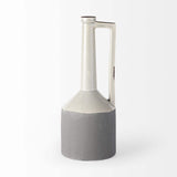 16" Gray and Off White Ceramic Tall Jug Vase - Homeroots - Flyclothing LLC