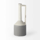 16" Gray and Off White Ceramic Tall Jug Vase - Homeroots