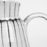 10" White And Black Artisan Glaze Ceramic Pitcher - Homeroots