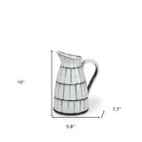 10" White And Black Artisan Glaze Ceramic Pitcher - Homeroots - Flyclothing LLC