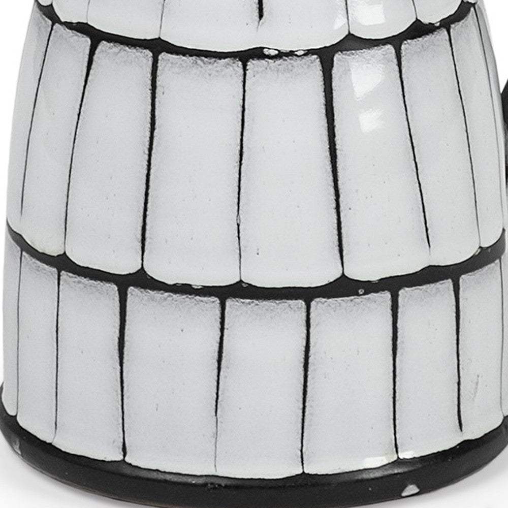 10" White And Black Artisan Glaze Ceramic Pitcher - Homeroots - Flyclothing LLC