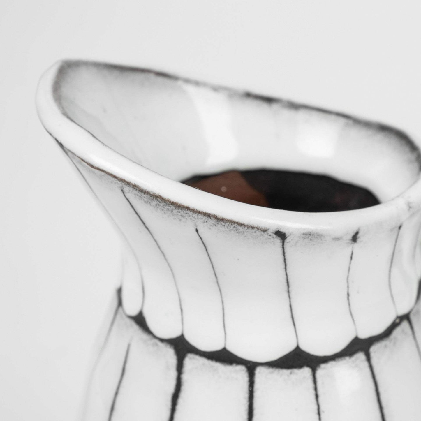 13" White And Black Artisan Glaze Ceramic Pitcher - Homeroots - Flyclothing LLC