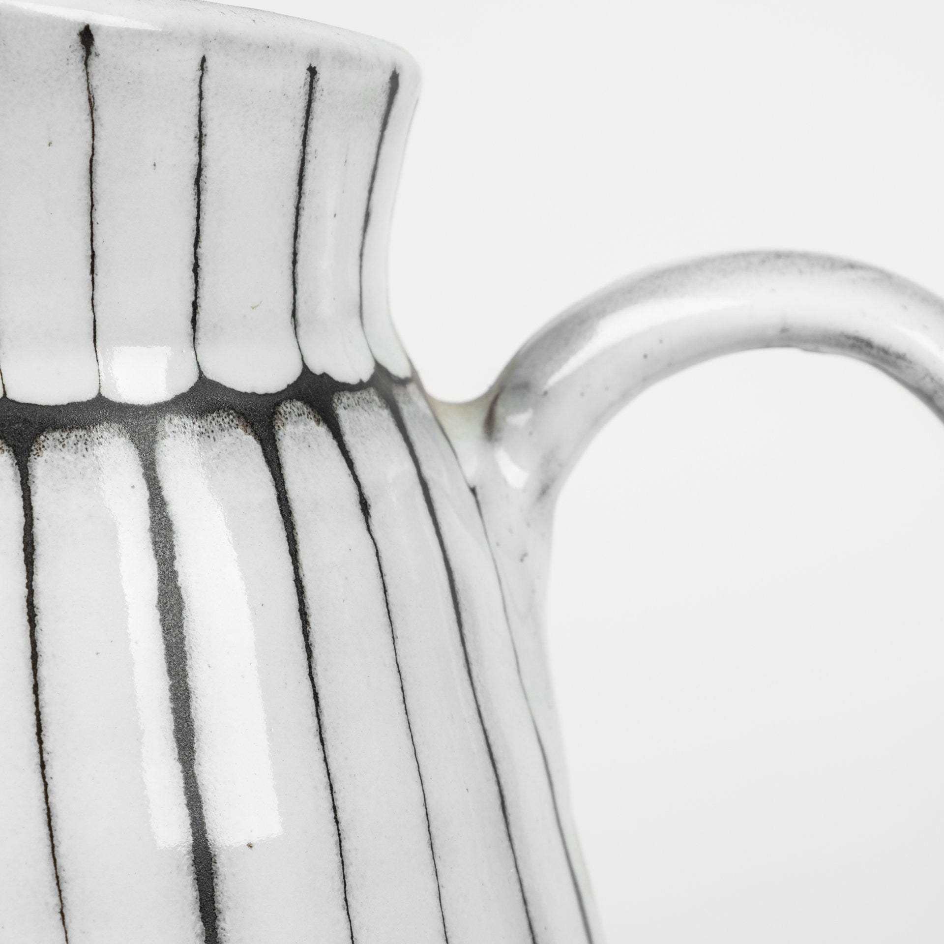 13" White And Black Artisan Glaze Ceramic Pitcher - Homeroots - Flyclothing LLC