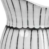 13" White And Black Artisan Glaze Ceramic Pitcher - Homeroots