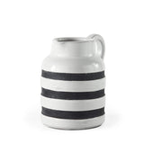 7" Rustic White And Blue Stripe Ceramic Jug - Homeroots - Flyclothing LLC