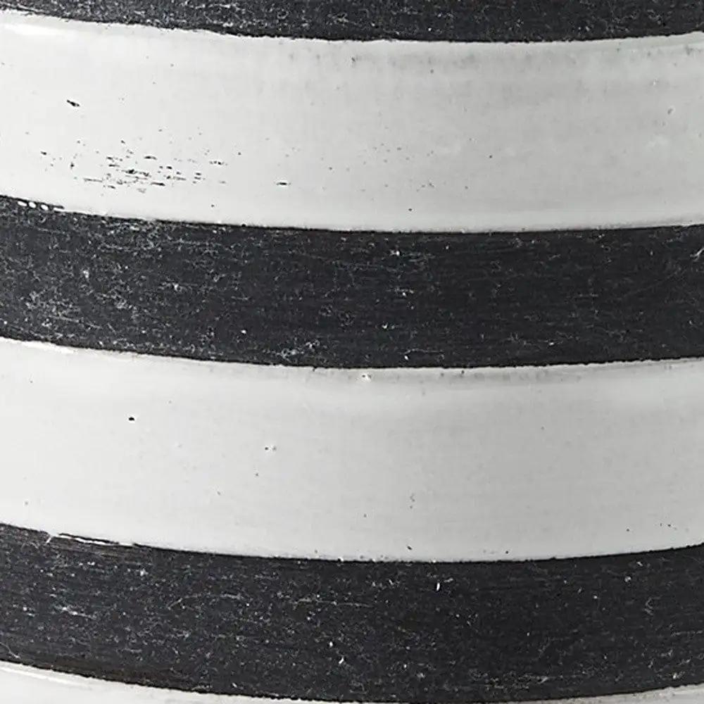 7" Rustic White And Blue Stripe Ceramic Jug - Homeroots