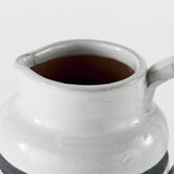 7" Rustic White And Blue Stripe Ceramic Jug - Homeroots