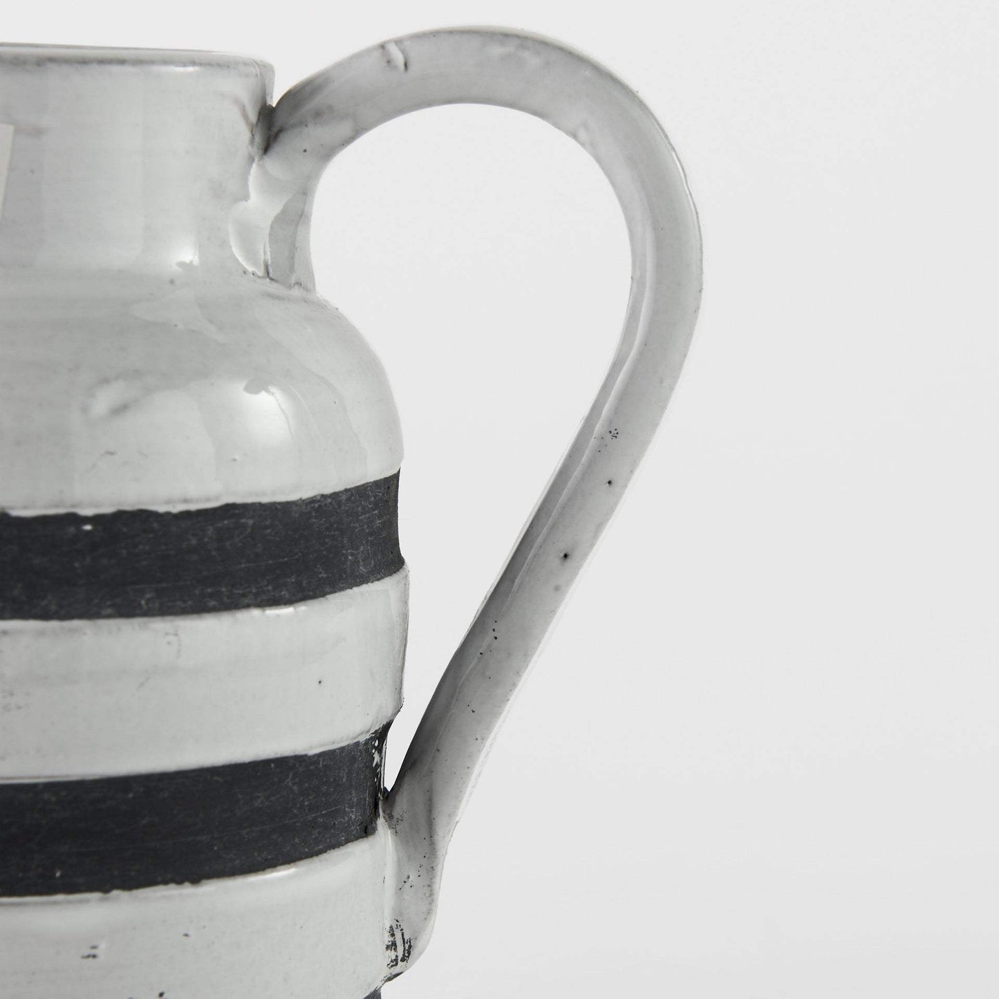 7" Rustic White And Blue Stripe Ceramic Jug - Homeroots - Flyclothing LLC