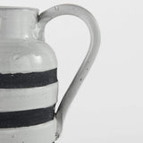 7" Rustic White And Blue Stripe Ceramic Jug - Homeroots - Flyclothing LLC