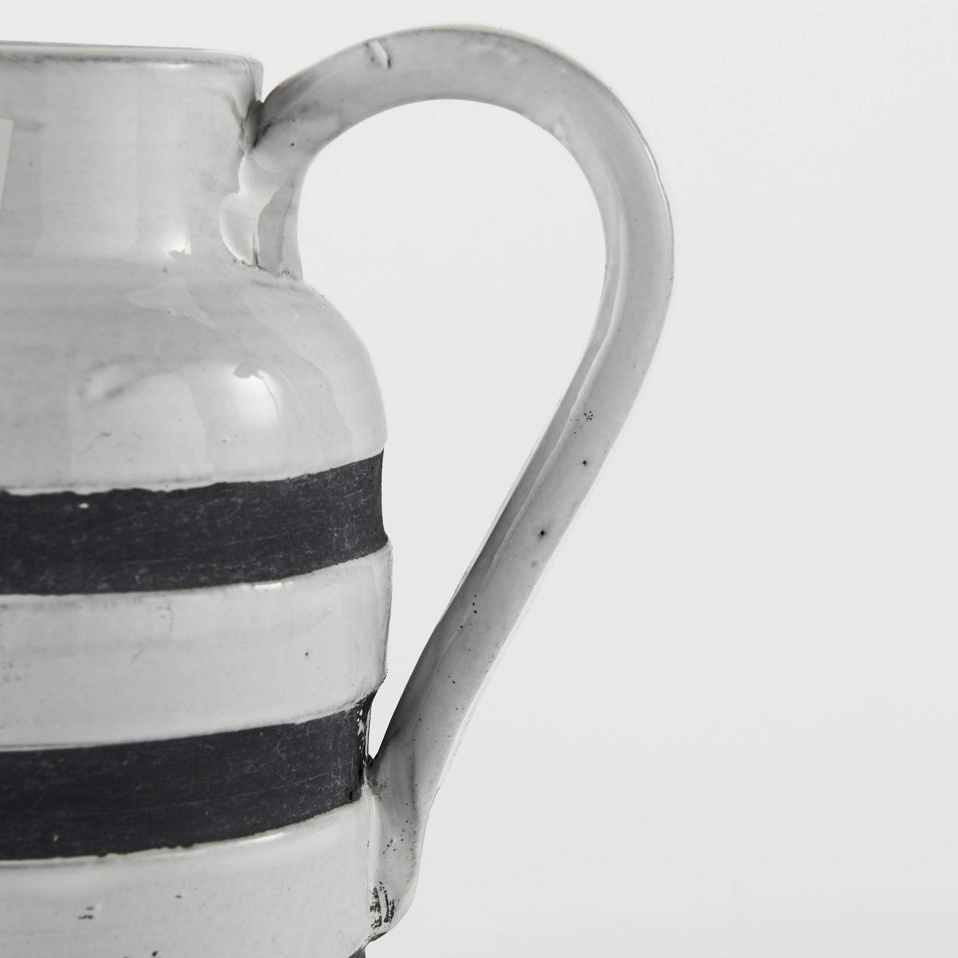 7" Rustic White And Blue Stripe Ceramic Jug - Homeroots - Flyclothing LLC