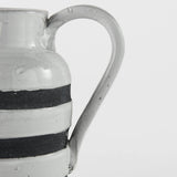 7" Rustic White And Blue Stripe Ceramic Jug - Homeroots