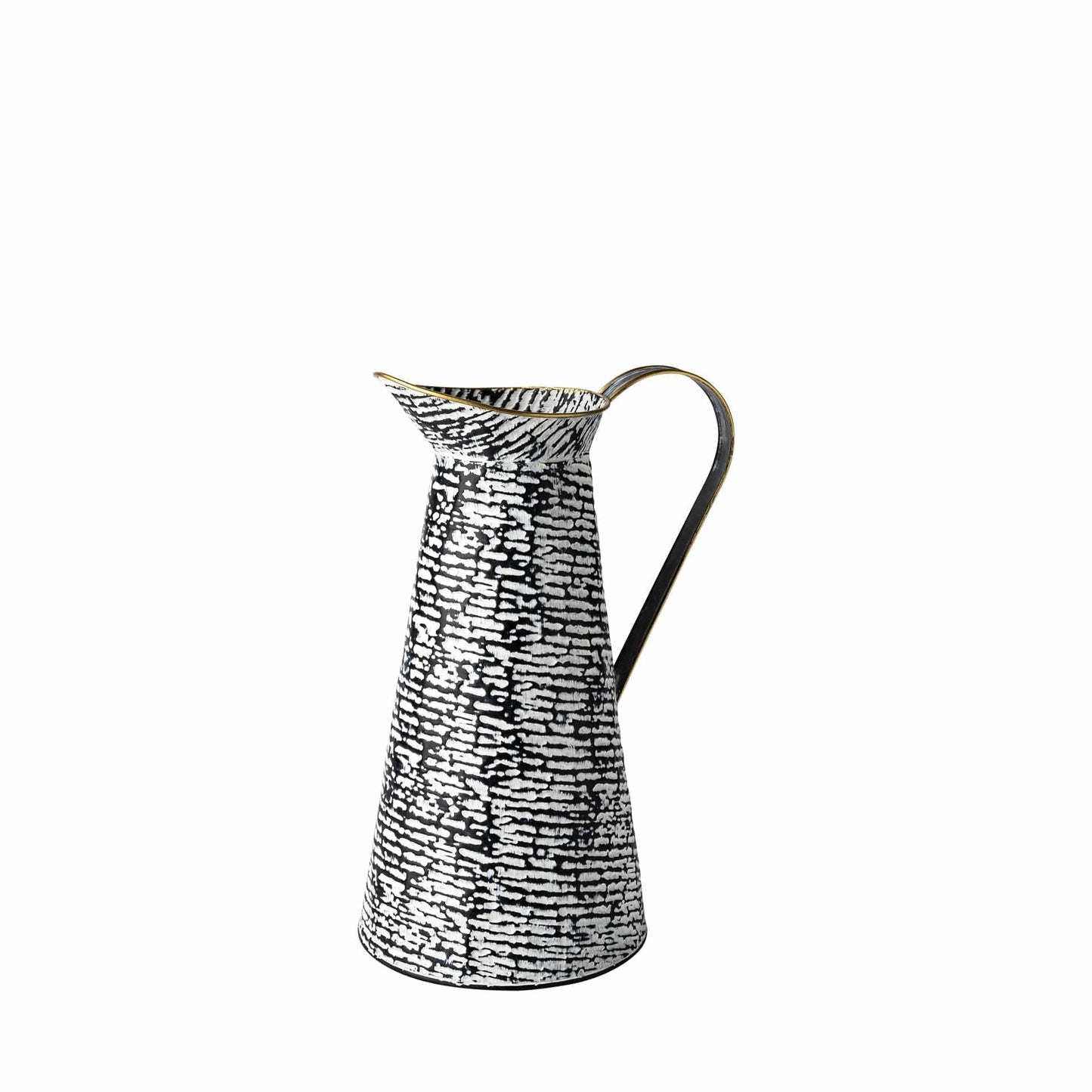 14" Black and White Metal Abstract Cylinder Jug Vase - Homeroots - Flyclothing LLC