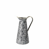 14" Black and White Metal Abstract Cylinder Jug Vase - Homeroots - Flyclothing LLC