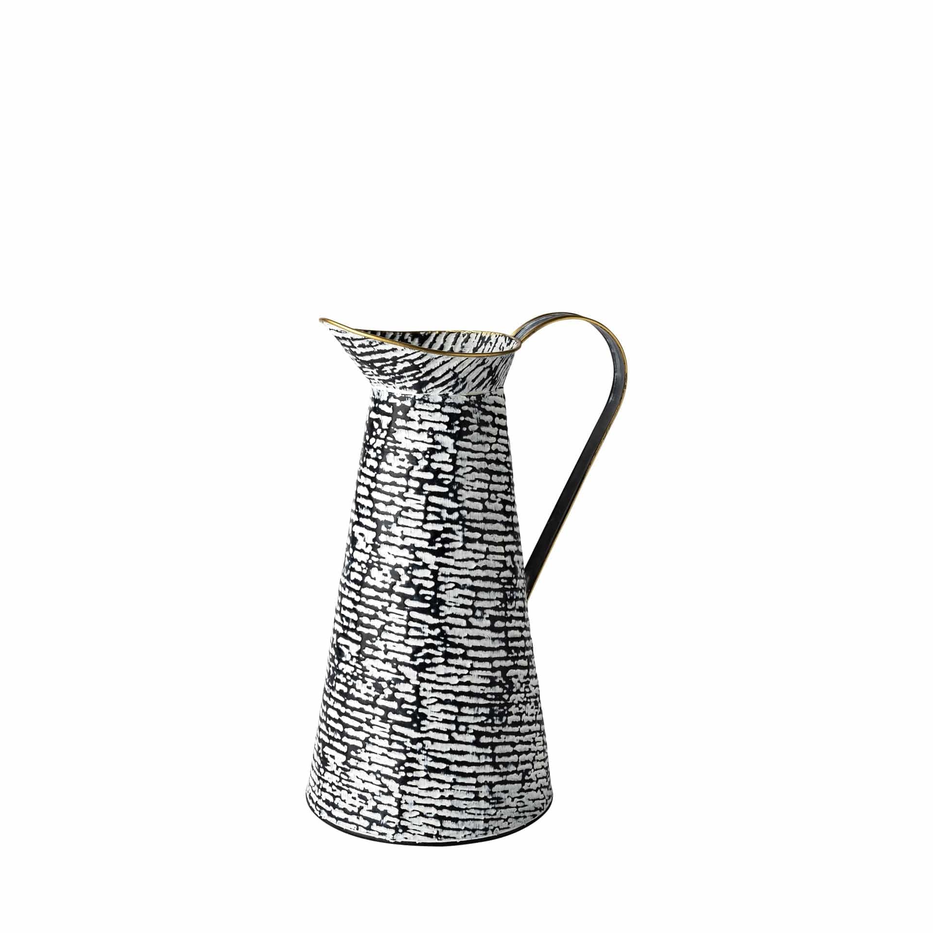 14" Black and White Metal Abstract Cylinder Jug Vase - Homeroots - Flyclothing LLC