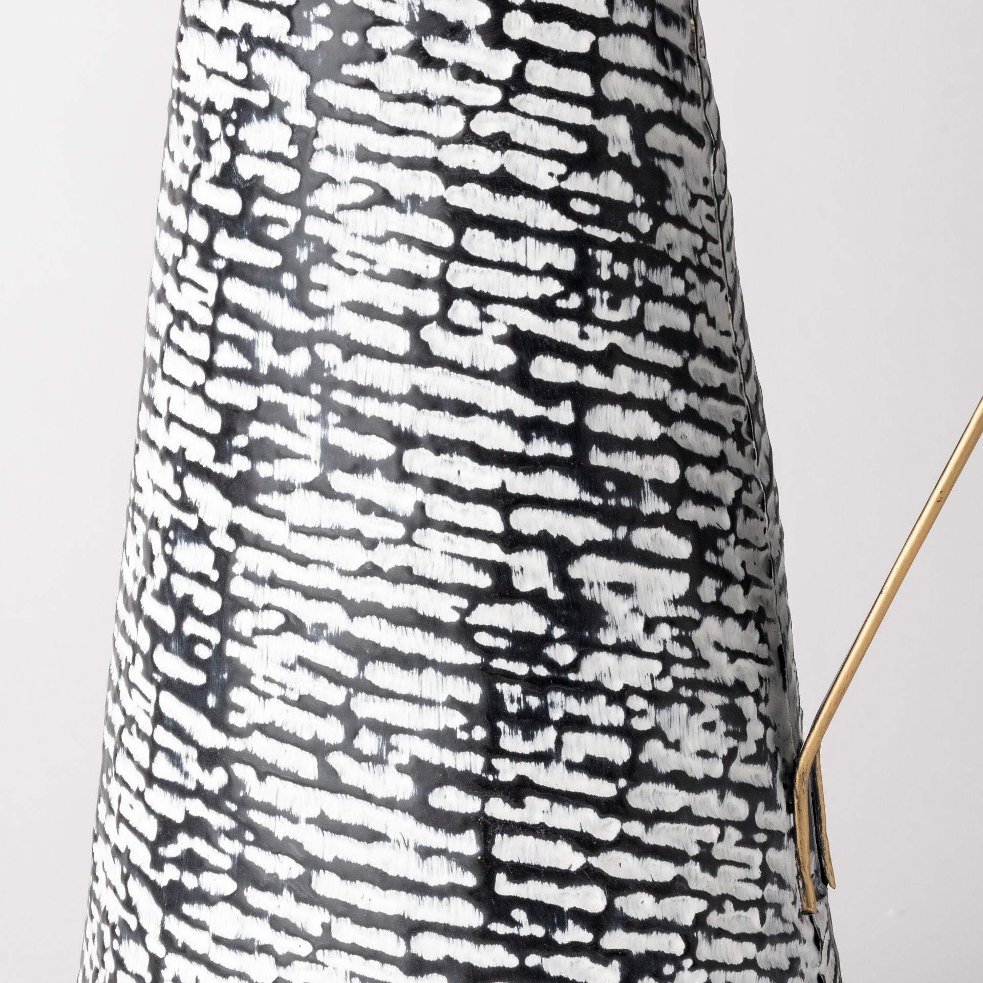 14" Black and White Metal Abstract Cylinder Jug Vase - Homeroots - Flyclothing LLC