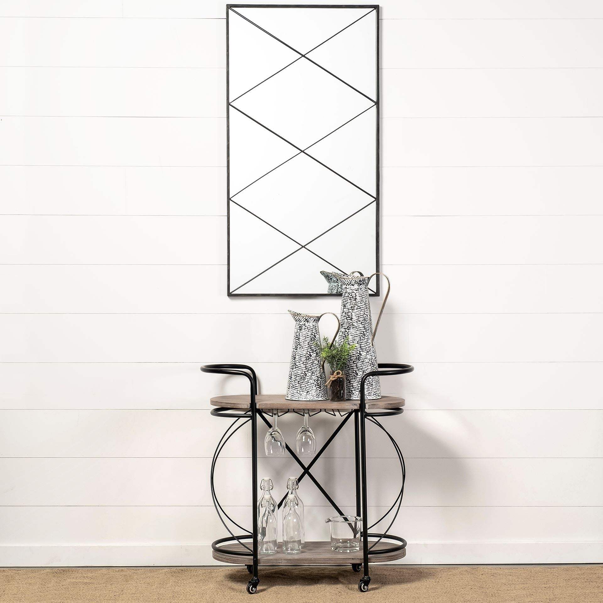 14" Black and White Metal Abstract Cylinder Jug Vase - Homeroots - Flyclothing LLC