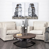 14" Black and White Metal Abstract Cylinder Jug Vase - Homeroots