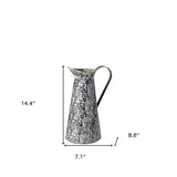 14" Black and White Metal Abstract Cylinder Jug Vase - Homeroots - Flyclothing LLC