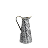 14" Black and White Metal Abstract Cylinder Jug Vase - Homeroots - Flyclothing LLC