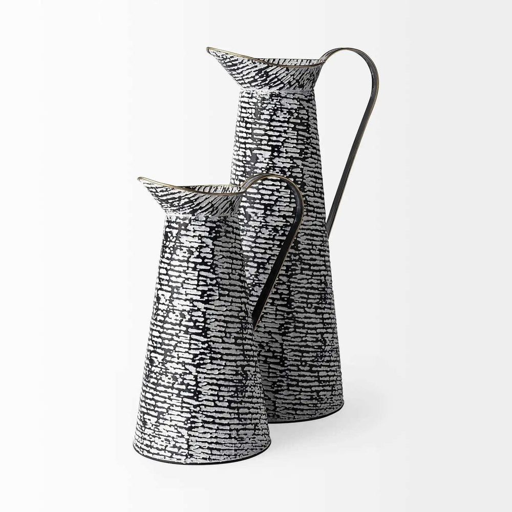 Black And White Textured Jug Vase - Homeroots - Flyclothing LLC
