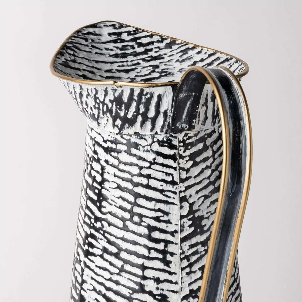 Black And White Textured Jug Vase - Homeroots - Flyclothing LLC
