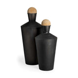 Set of Two Black and Brown Metal Cylindrical Urns - Homeroots - Flyclothing LLC