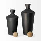 Set of Two Black and Brown Metal Cylindrical Urns - Homeroots