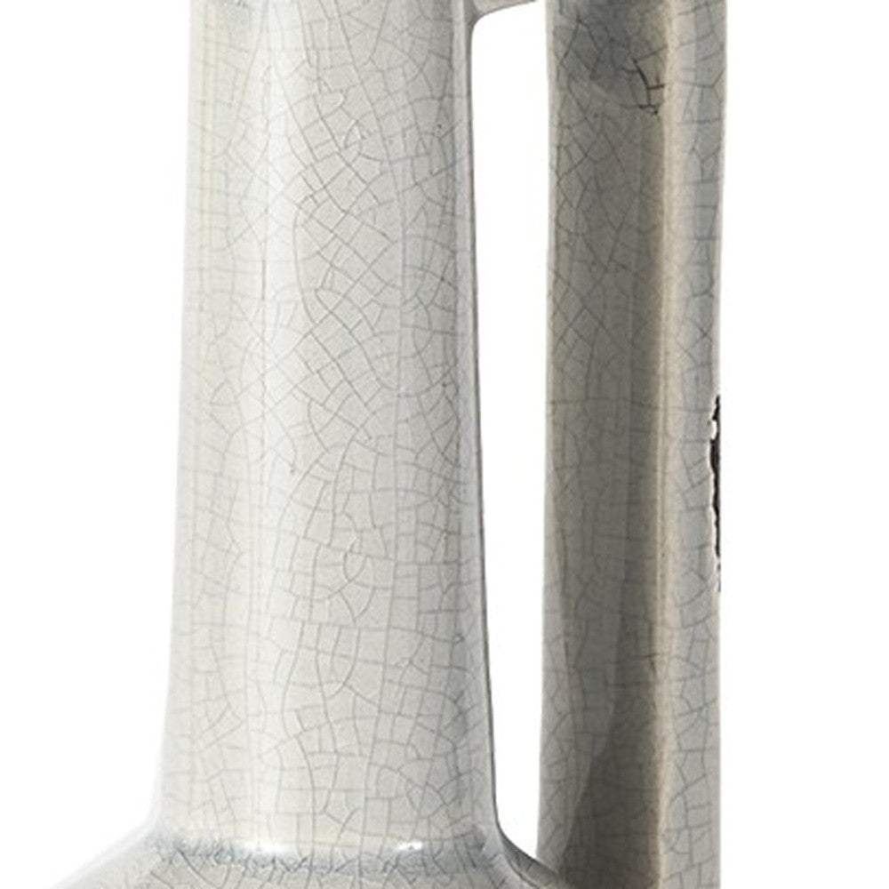 9" Gray and Off White Ceramic Jug Vase - Homeroots - Flyclothing LLC