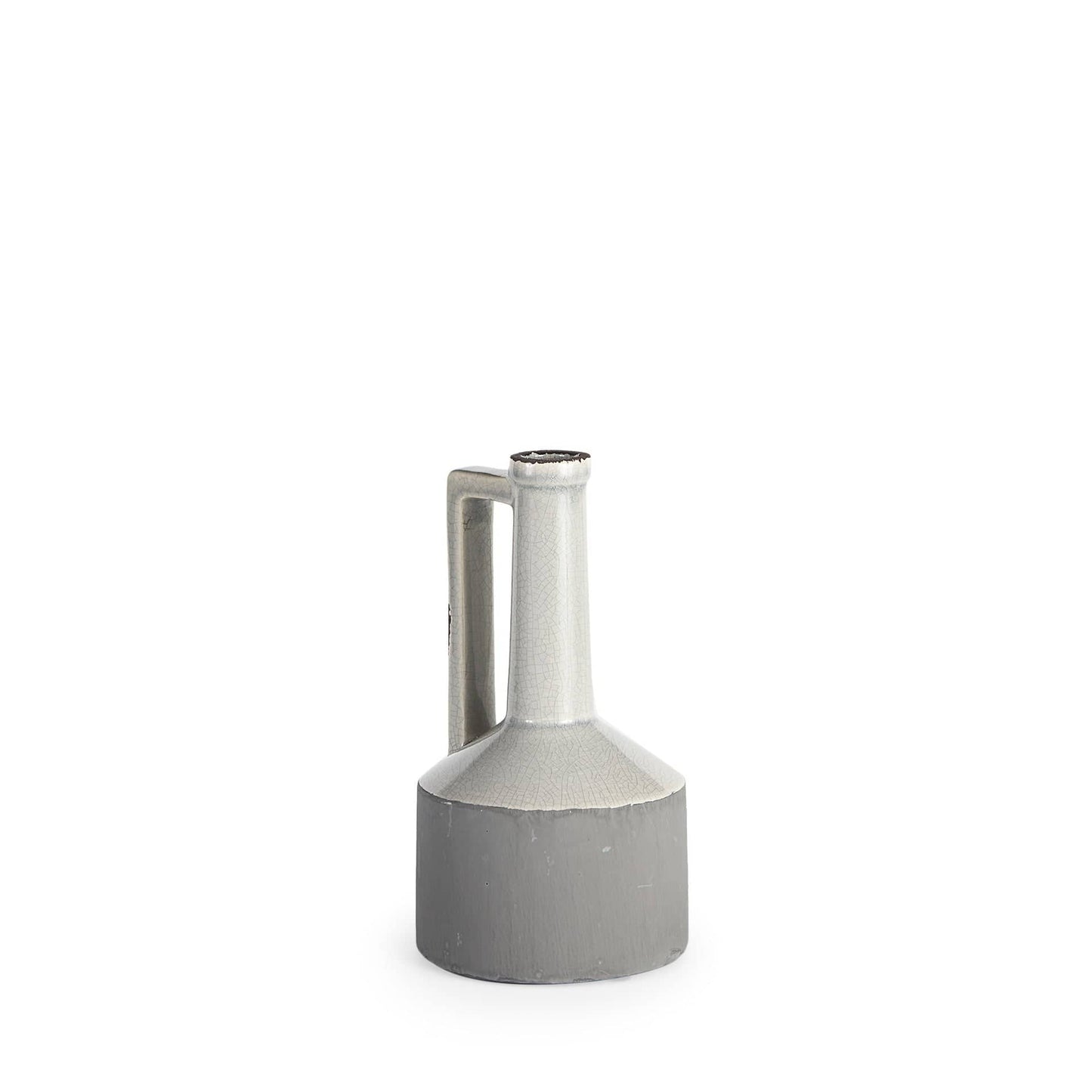 9" Gray and Off White Ceramic Jug Vase - Homeroots - Flyclothing LLC