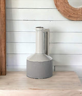 9" Gray and Off White Ceramic Jug Vase - Homeroots - Flyclothing LLC