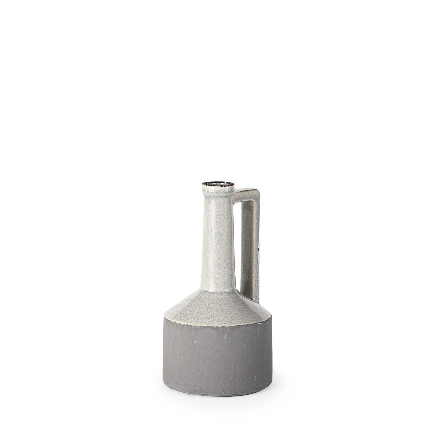 9" Gray and Off White Ceramic Jug Vase - Homeroots - Flyclothing LLC