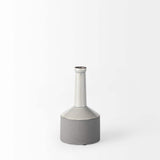 9" Gray and Off White Ceramic Jug Vase - Homeroots - Flyclothing LLC