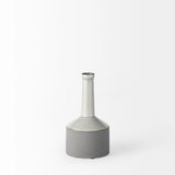 9" Gray and Off White Ceramic Jug Vase - Homeroots