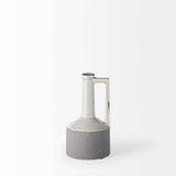 9" Gray and Off White Ceramic Jug Vase - Homeroots - Flyclothing LLC