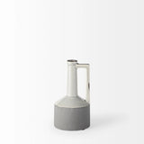 9" Gray and Off White Ceramic Jug Vase - Homeroots