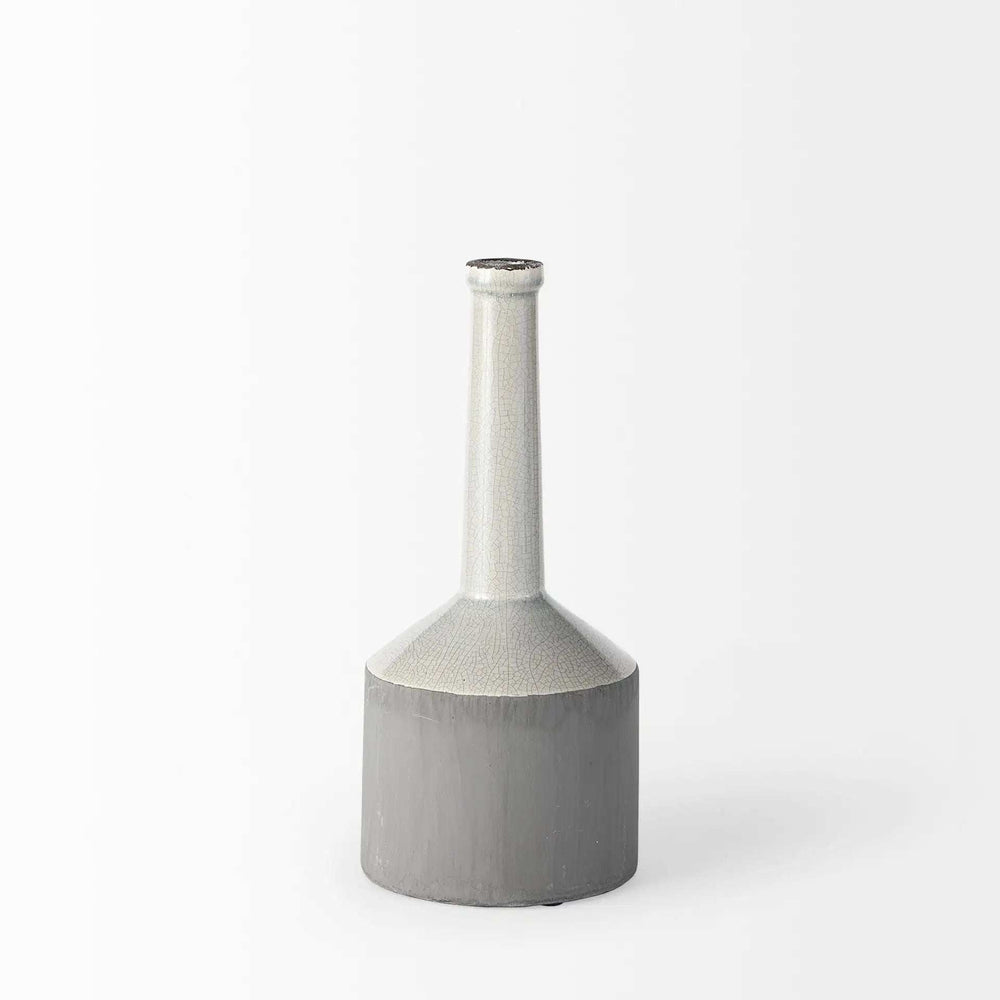 White And Gray Jug Vase - Homeroots - Flyclothing LLC
