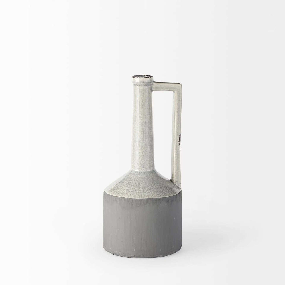 White And Gray Jug Vase - Homeroots - Flyclothing LLC