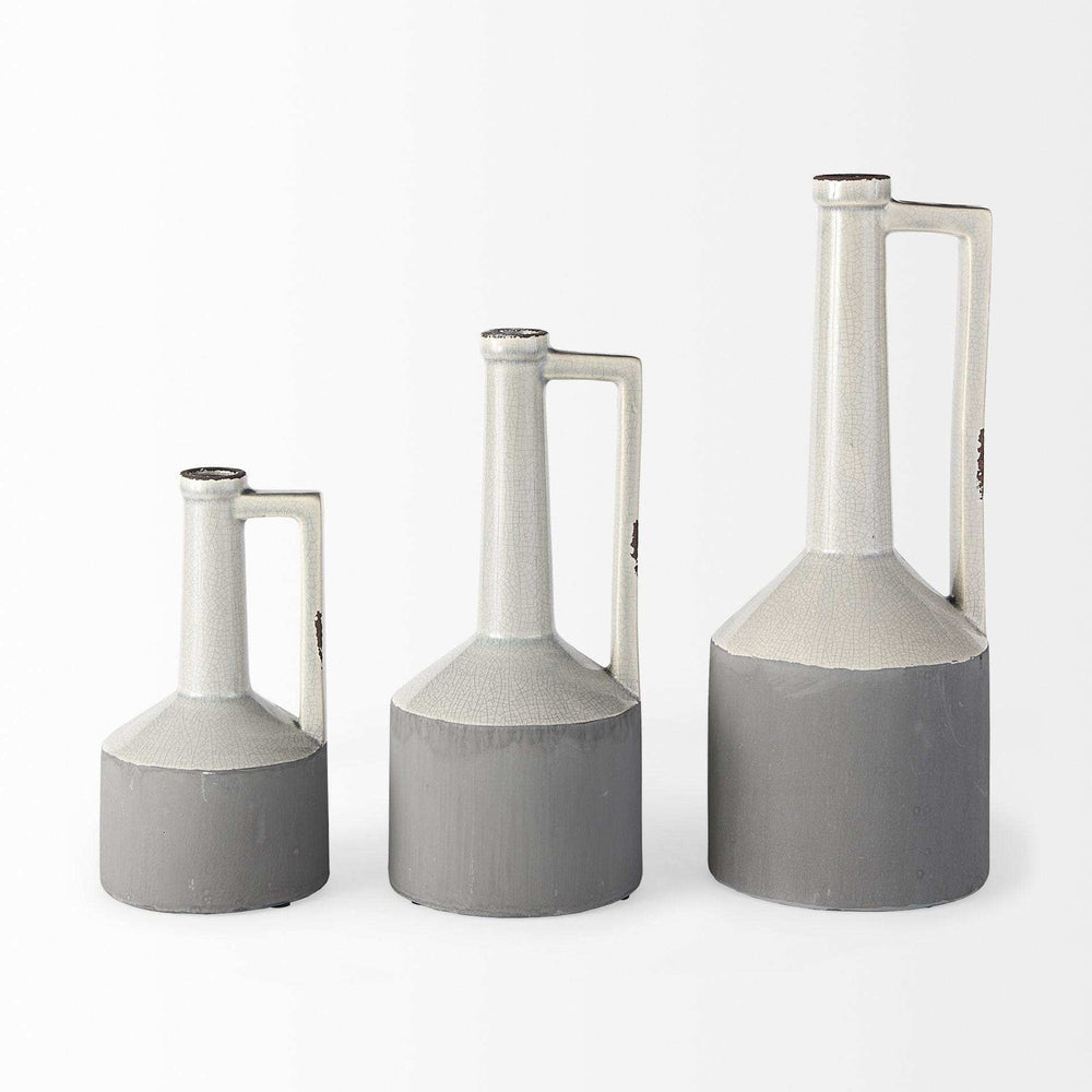 White And Gray Jug Vase - Homeroots - Flyclothing LLC