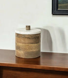 Petite Brown Wooden Round Storage Box - Homeroots - Flyclothing LLC