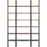 90" Brown Distressed Iron and Solid Wood Six Tier Bookcase - Homeroots - Flyclothing LLC