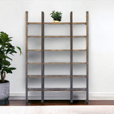 90" Brown Distressed Iron and Solid Wood Six Tier Bookcase - Homeroots - Flyclothing LLC