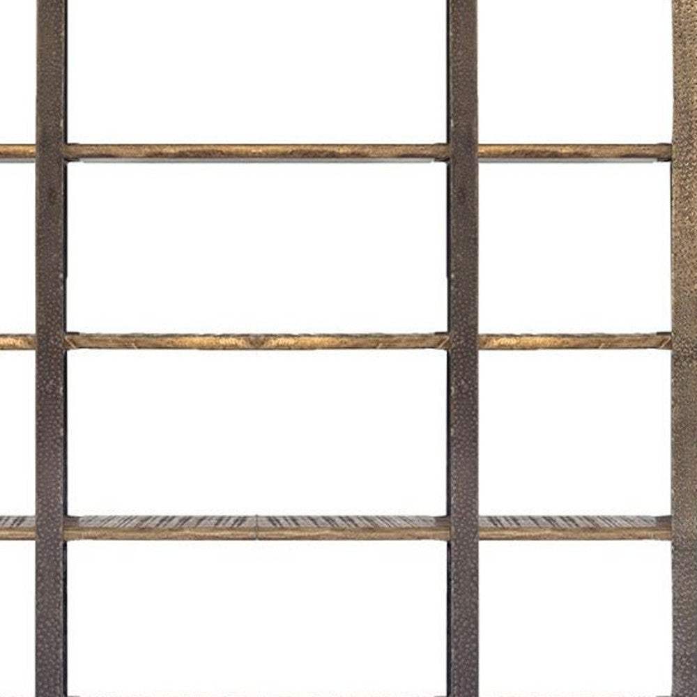 90" Brown Distressed Iron and Solid Wood Six Tier Bookcase - Homeroots - Flyclothing LLC