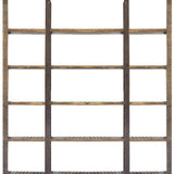 90" Brown Distressed Iron and Solid Wood Six Tier Bookcase - Homeroots - Flyclothing LLC