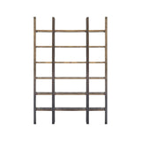 90" Brown Distressed Iron and Solid Wood Six Tier Bookcase - Homeroots