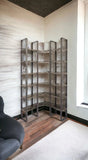 90" Black Iron Frame Curved Wooden Six Tier Shelving - Homeroots