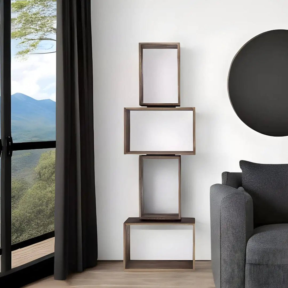 16" Brown Solid and Manufactured Wood Two Tier Floating Bookcase - Homeroots