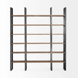 90" Brown Iron and Solid Wood Six Tier Bookcase - Homeroots - Flyclothing LLC
