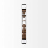 90" Brown Iron and Solid Wood Six Tier Bookcase - Homeroots - Flyclothing LLC